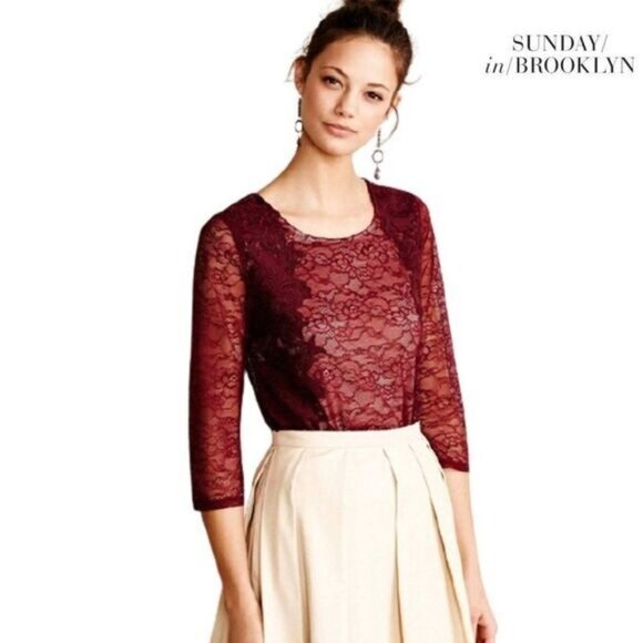 Sunday in‎ Brooklyn Ardith Women’s 3/4 Sleeve Tops Lace Casual Blouses T … - Picture 2 of 6